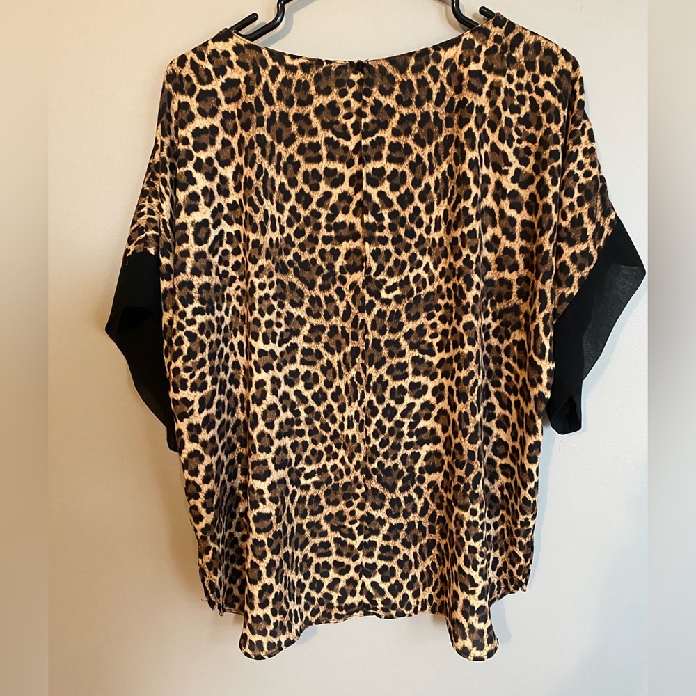 Zara Leopard Print Blouse Animal High Low Size M - Picture 5 of 9